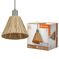 Lampa Sufitowa Wisząca Dekoracyjna E27 Zwis Brązowy Zielony Raffia Decor Ledvance