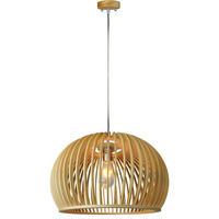 Lampa Wisząca Oprawa E27 Drewniany klosz z chromowym wykończeniem okrągła 44x28cm VT-4280 V-TAC