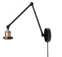 Lampa Ścienna Czarno-Miedziana E27 Kinkiet Łamana z Kablem Loftowa