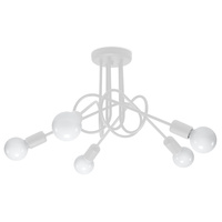 Lampa Sufitowa Oprawa Natynkowa Wisząca Zwis 5x E27 Żyrandol Nieregularna Biała Industrialna Supeł Sollux