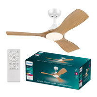 Wentylator Sufitowy 28W Lampa Sufitowa LED 24W 2650lm 3000/4300/6500K CCT Biała Brązowa + Pilot Olas Philips