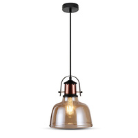 Lampa Wisząca Oprawa E27 Szklany klosz bursztynowy z materiałowym sznurem VT-7220 V-TAC