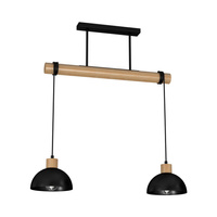 Lampa Wisząca Sufitowa ERIK Czarna Drewniana 2xE27 Milagro