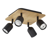 Lampa Sufitowa TOP WOOD Spot Czarna Drewniana Klasyczna 4xGU10 3293 TK Lighting