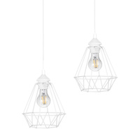 Lampa Wisząca Sufitowa Lotowa Druciana Biała Diament Zwis Listwa do LED 2x E27 Brylant