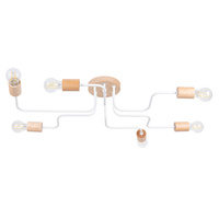 Lampa Sufitowa Żyrandol 6x E27 Naturalne Drewno Biała Timbo Peach Puff SL.1666 Sollux
