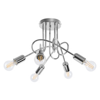 Lampa Sufitowa Oprawa Natynkowa Wisząca Zwis 5x E27 Żyrandol Nieregularna Chrom Industrialna Supeł Sollux