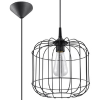Lampa Sufitowa Wisząca Zwis E27 Owalna Czarna Industrialna Celta Sollux