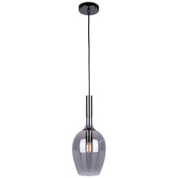 Lampa wisząca TANGO 1xE14 Opływowy Klosz Przydymiony Milagro ML6165 Metal + Szkło