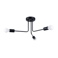 Lampa Sufitowa Oprawa Natynkowa Wisząca Zwis 3x E27 Żyrandol Nieregularna Czarna Nowoczesna Norah Sollux