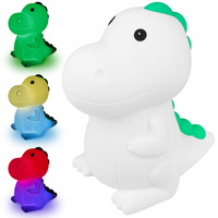 Lampka Nocna Dekoracyjna Dinozaur Dziecięca LED 2.5W 25lm 3000K Ciepła RGB 360° Biała Masterled
