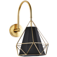 Kinkiet Ścienny Lampa HIRA 1x E27 Czarna Złota GOLDLUX (Polux)