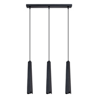 Lampa Sufitowa Wisząca Zwis 3x G9 Żyrandol Tubularna Czarna Skandynawska Prysm Sollux