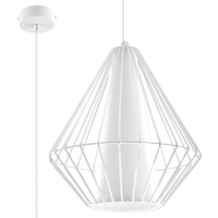 Lampa Sufitowa Wisząca Zwis E27 Geometryczna Biała Industrialna Demi Sollux
