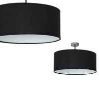 Lampa Sufitowa CASINO 1xE27 Czarna Chrom Abażur Milagro