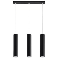 Lampa Sufitowa Wisząca Zwis 3x GU10 Tubularna Czarna Nowoczesna Lagos Sollux