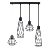 Lampa Sufitowa Wisząca Zwis 4x E14 Żyrandol Geometryczna Czarna Industrialna Suba Sollux