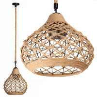 Lampa Wisząca BOHO Pleciona Jutowa SZNUR do LED E27 Długa