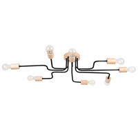 Lampa Sufitowa Żyrandol 8x E27 Naturalne Drewno Czarna Timbo Peach Puff SL.1671 Sollux