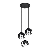 Lampa Sufitowa Wisząca Zwis 3x E27 Kulista Czarna Nowoczesna Tulos Sollux