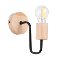 Lampa Ścienna Kinkiet 1x E27 Naturalne Drewno Czarna Timbo Peach Puff SL.1668 Sollux