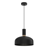 Lampa Wisząca Sufitowa MALMO Czarna Drewniana 1xE27 Milagro