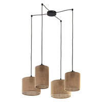Lampa Sufitowa Wisząca JUTA Żyrandol Czarno-Brązowa Ekologiczna 4xE27 6585 TK Lighting
