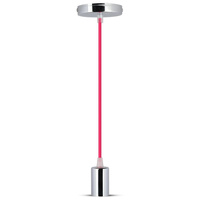 Lampa Wisząca Oprawa E27 Chromowy klosz z różowym kablem VT-7338 V-TAC