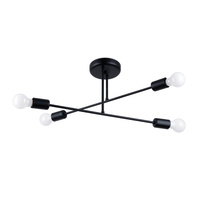 Lampa Sufitowa Oprawa Natynkowa Wisząca Zwis 4x E27 Żyrandol Nieregularna Czarna Nowoczesna Norah Sollux