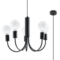 Lampa Sufitowa Wisząca Zwis 5x E27 Żyrandol Nieregularna Czarna Nowoczesna Piccolo Sollux