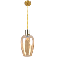 Lampa Sufitowa Wisząza Zwis E27 Złota Bursztynowa Lagri Sanico Goldlux