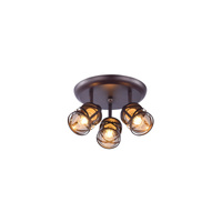 Lampa Sufitowa Oprawa Ścienna Punktowa Reflektor LED Plafon Spot 3x E14 Brązowy Industrialny Oberon Rabalux