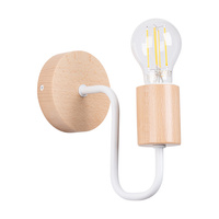 Lampa Ścienna Kinkiet 1x E27 Naturalne Drewno Biała Timbo Peach Puff SL.1664 Sollux