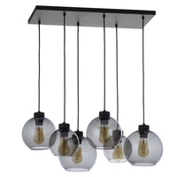 Lampa Sufitowa Wisząca CUBUS GRAPHITE Żyrandol Czarno-Grafitowa Szklana Nowoczesna 6xE27 2833 TK Lighting