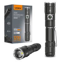 Latarka Ręczna Akumulatorowa LED 10W 1200lm Zoom 6 Trybów Pracy USB-C IP44 Videx