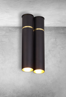 Lampa sufitowa LYNX 2xE14 Minimalistyczna Forma Czarna Złota MZ5006 Milagro by Maciej Zień Mosiądz
