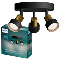 Lampa Sufitowa Reflektor 3x GU10 Czarna-Miedziana Conduit Philips