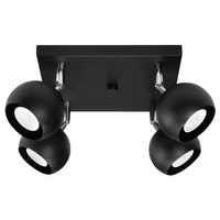 Lampa Sufitowa Oprawa Natynkowa Reflektor 4x GU10 Ruchoma Minimalistyczna Kulista Czarna Nowoczesna Oculare Sollux