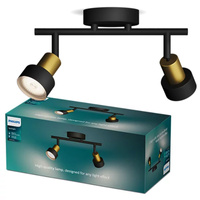 Lampa Sufitowa Reflektor 2x GU10 Czarna-Miedziana Conduit Philips