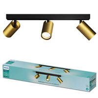 Lampa Sufitowa Reflektor 3x GU10 IP44 Miedziany-Czarny Kosipo Philips