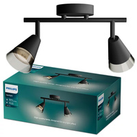 Lampa Sufitowa Reflektor Natynkowy 2x GU10 Czarna Cleft Philips