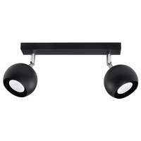 Lampa Sufitowa Oprawa Natynkowa Reflektor 2x GU10 Ruchoma Minimalistyczna Kulista Czarna Nowoczesna Oculare Sollux
