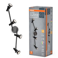 Lampa Sufitowa Oprawa Punktowa Reflektor GU10 13.6W 920lm 2700K Ciepła 36° Czarna Ściemnialna Spot Osram