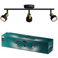 Lampa Sufitowa Reflektor 3x GU10 Czarna-Miedziana Conduit Philips