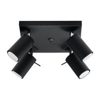 Lampa Sufitowa Oprawa Natynkowa SPOT TUBA Reflektor 4x GU10 Tubularna Czarna Nowoczesna Ring Sollux