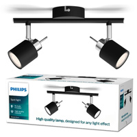 Lampa Sufitowa Reflektor Natynkowy 2x GU10 Czarna Meranti Philips