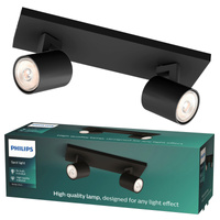 Lampa Sufitowa Reflektor Natynkowy 2x GU10 Czarna Runner Philips