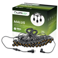 Girlanda Ogrodowa Zewnętrzna MALUS Łańcuch Świetlny 15m 30x E27 LUMILED