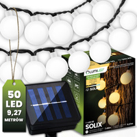 Girlanda Solarna Ogrodowa Lampki Solarne 50x Żarówka LED Ozdobne Kulki 9m 3000K SOLIX LUMILED