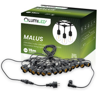 Girlanda Ogrodowa Zewnętrzna MALUS Łańcuch Świetlny 15m 15x E27 LUMILED